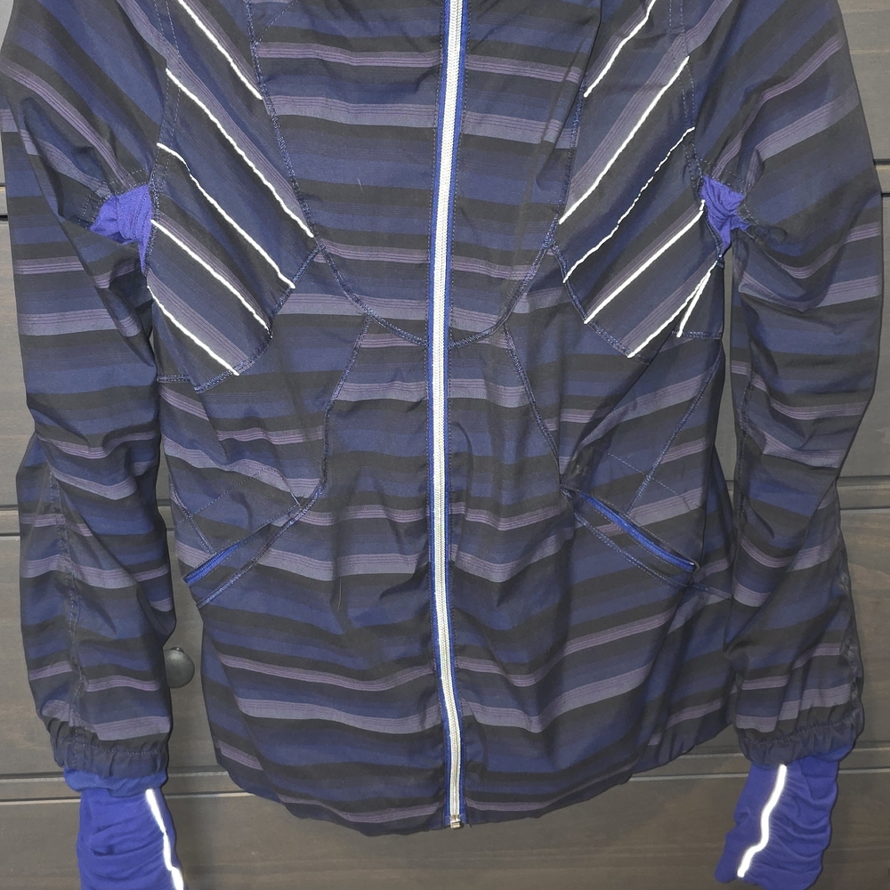 Lululemon Black and Purple Striped Jacket with Blue Details